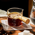 Glass Espresso Measuring Cup with Wood Handle