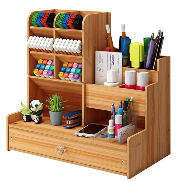 Wooden Desktop Stationery Organizer
