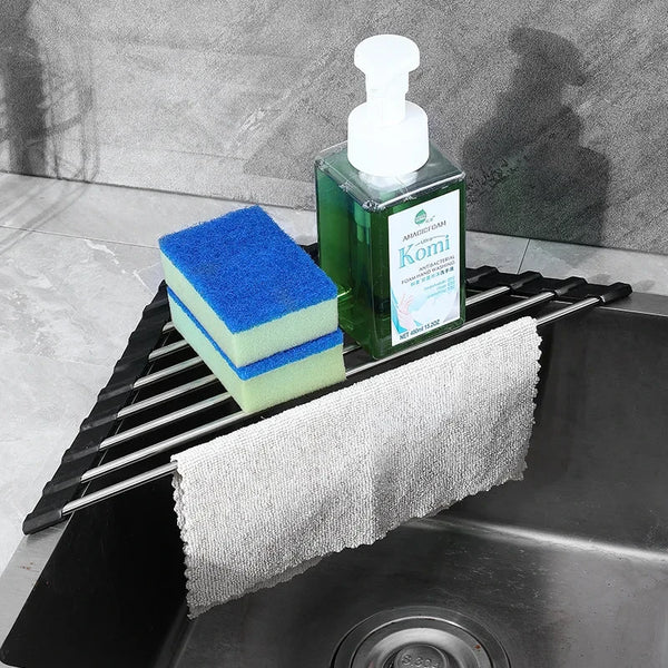 Foldable Stainless Steel Corner Dish Rack