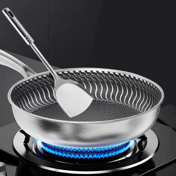Tri-Ply Honeycomb Stainless Skillet