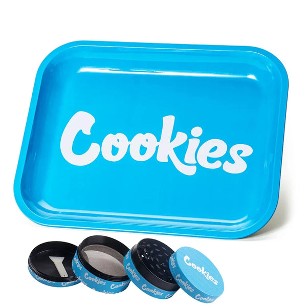 Metal Herb Rolling Tray and Grinder Set