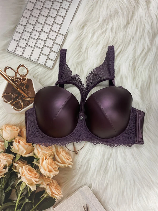 PU Leather Underwire Push-Up Bra