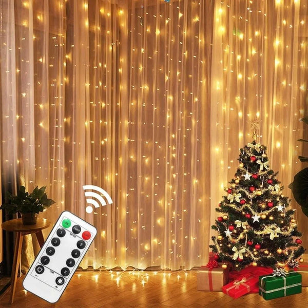 Guirnalda de cortina de luces navideñas, decoraciones de Feliz Navidad para el hogar, adornos navideños, regalos de Navidad, decoración de Año Nuevo 2021