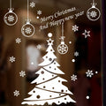Christmas Tree Window and Wall Sticker with Snowflakes, Removable PVC Decal