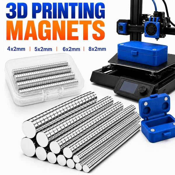 Set de 120 imanes para impresión 3D, 4 tamaños diferentes, potentes imanes de neodimio, kit de herramientas para impresión 3D, multiusos para nevera, almacenamiento
