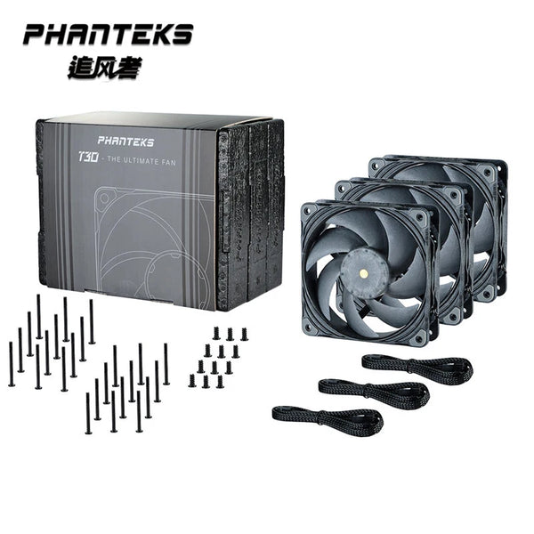 Phanteks T30 120mm High Wind Pressure Industrial Grade Cooling fan Vapo Bearing 4pin PWM 3000 rpm Remperature Control Silent Fan