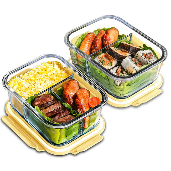 Recipientes de vidrio para alimentos con tapa, contenedores de vidrio para preparación de comidas, cajas herméticas para conservar alimentos frescos, loncheras, cajas bento