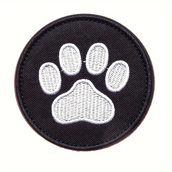 Black & White Paw Print Cute Pet Embroidered Velcros Patch Morale, Tactical Hook & Loop Fastener for Backpacks, Bags Military