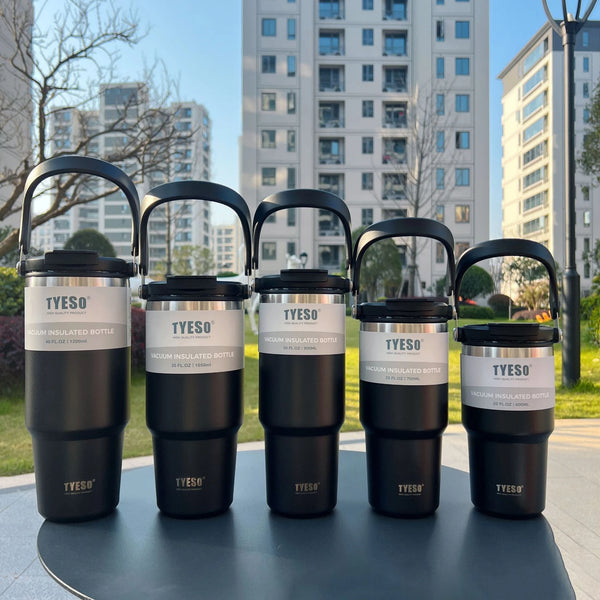 Botella térmica de acero inoxidable de gran capacidad TYESO, taza de café para coche, termo para mantener frío y caliente, botella de agua deportiva, termo al vacío