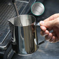 Jarra para espumar leche, jarra para arte latte, jarra medidora de acero inoxidable, herramienta de barista para espresso, accesorios de café
