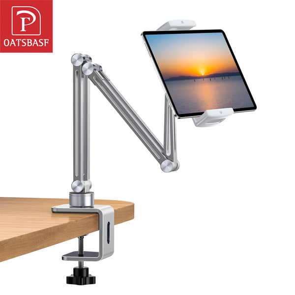 Soporte de clip metálico Oatsbasf para dispositivos de 4-12.9'', soporte de teléfono y tableta para cama y escritorio, brazo flexible, montaje de escritorio, soporte aéreo tipo "lazy bracket"