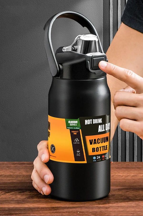 Termo portátil con pajita, taza térmica de acero inoxidable 304, vaso para café, termo deportivo al vacío para agua fría y caliente