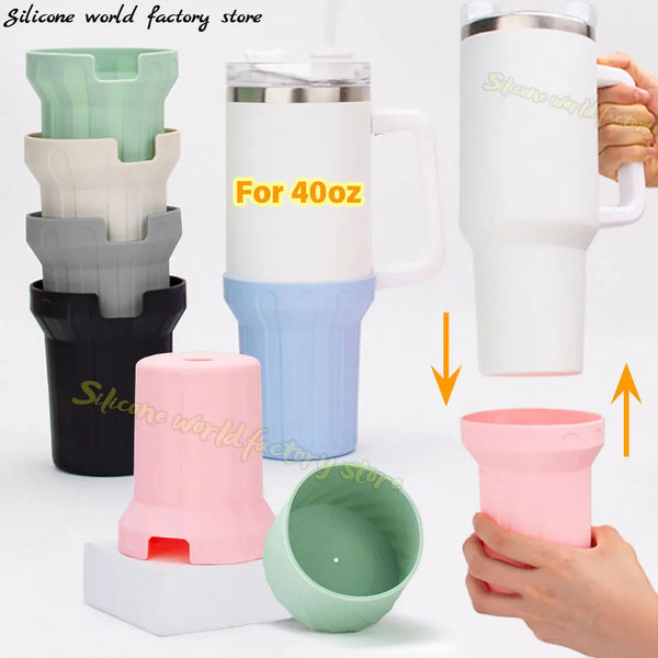 SW 40oz Silicone Cup Bottom Cover for Stanley Quencher Adventure Tumbler Protective Water Bottle Sleeve Antislip Cup Boot Sleeve