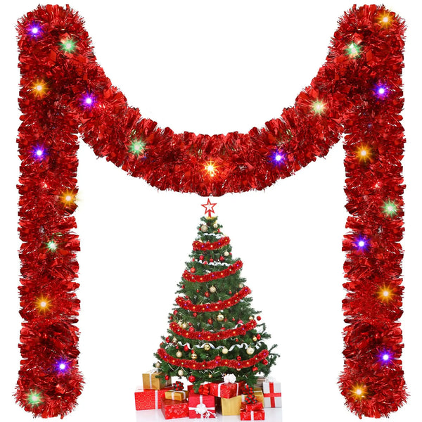 Guirnalda de espumillón navideño de 5 m (1/3 unidades), decoración colgante para interiores/exteriores para árbol, Año Nuevo, decoración festiva duradera