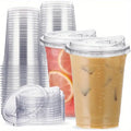 10 vasos de plástico sin pajita, de boca ancha para beber directamente, vasos de café desechables transparentes, adecuados para batidos, bebidas frías y leche