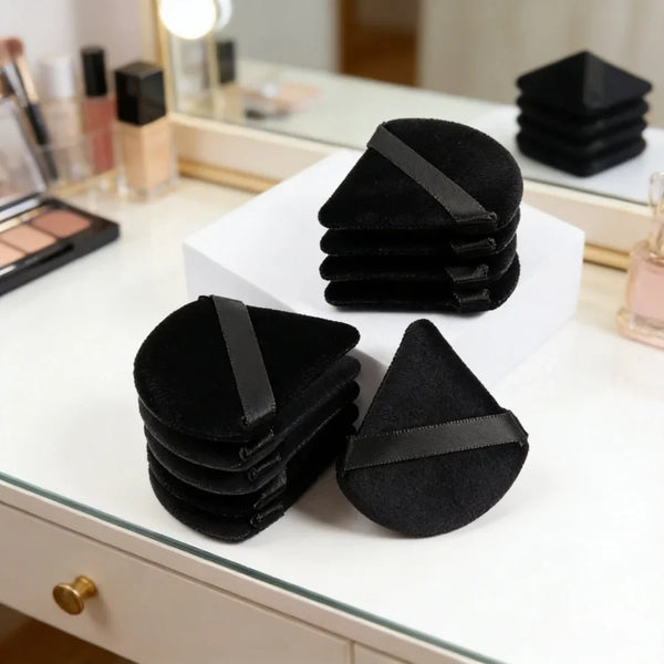 Black Triangle Velvet Powder Puff Soft Foundation Makeup Sponge Portable Household Cosmetic Beauty Accessory