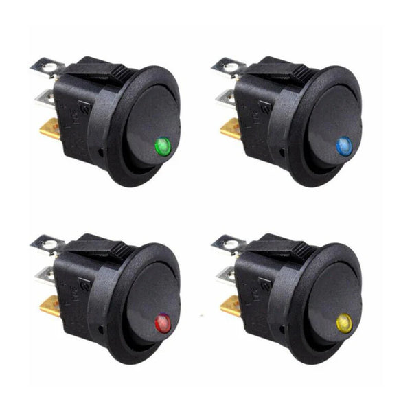 KCD1 10A 12V 220V Rocker Switch LED Dot Light Car Boat Round ON/OFF SPST Switch