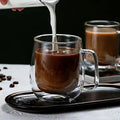 Taza de vidrio de borosilicato de alta resistencia al calor de 150-350 ml, vaso de doble pared para café con asa, taza para leche o agua, vasos transparentes, regalo