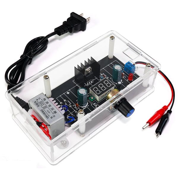 Kit de bricolaje electrónico LM317, regulador de voltaje CC ajustable, kit de soldadura para 110V/220V, voltaje de salida 1.25V-12.5V con pantalla digital