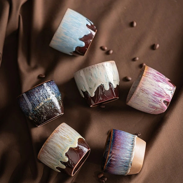 150ml Yaobian Ceramic Cup Vintage Coarse Pottery Coffee Cup Household Drinking Single Cup Cooking Tea Cups Around The Stove
