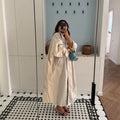 Women Casual Long Trench Coat with Lapel Collar Single-Breasted Batwing Sleeves Windbreaker New Streetwear Oversized Outerwear
