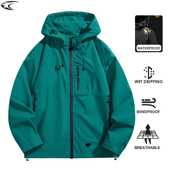 Chaqueta cortavientos impermeable unisex LNGXO para deportes al aire libre, cortavientos de una capa para hombre y mujer, impermeable para senderismo, escalada y trekking