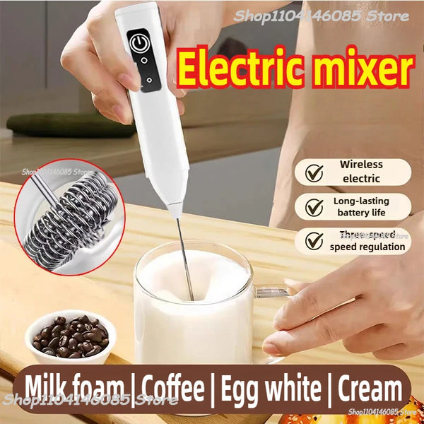 Espumador de leche inalámbrico eléctrico, batidora de mano tipo C, mezclador de acero inoxidable, mini batidor para café, capuchino y crema