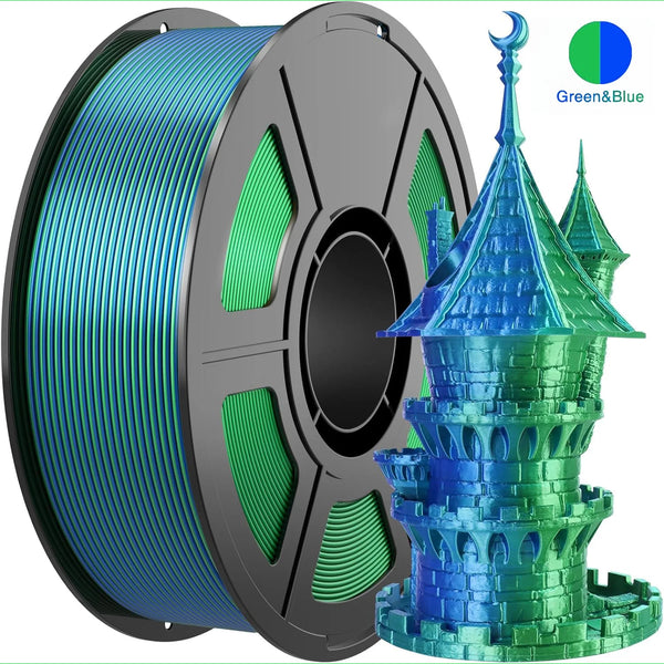 Filamento de impresora 3D multicolor, filamento PLA sedoso brillante de 1,75 mm de doble/tres colores, 250 g (0,55 lbs), compatible con la mayoría de las impresoras 3D FDM