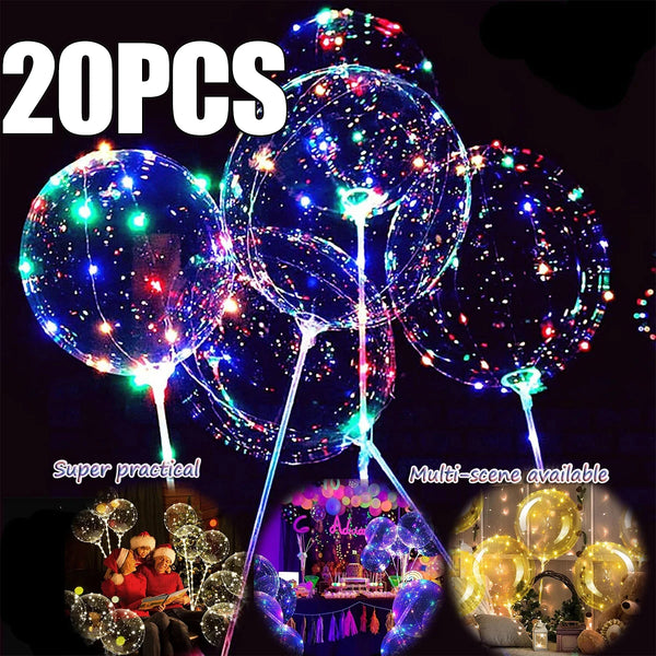 LED light Up Balloons Luminous Bubble Balloon with Light String and Sticks for Wedding Party Decor