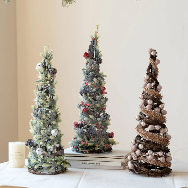 Mini árbol de Navidad artificial de 40 cm, decoración para el hogar, fiestas, centros de mesa, adornos de escritorio, regalos y decoración para chimeneas