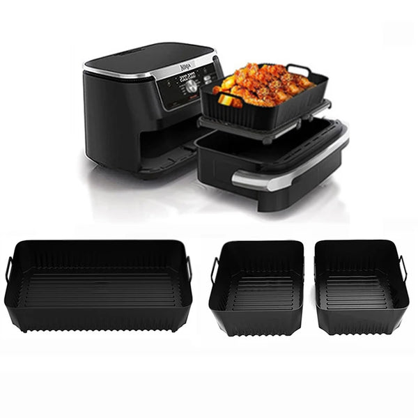 Molde de silicona para freidora de aire, bandeja de repuesto para cesta de freidora Ninja, bandeja de horno reutilizable, revestimiento antiadherente de silicona para freidora de aire
