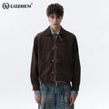 LUZHEN 2025 Autumn New Original Metal Buckle Placket Casual Jacket Men's Fashion High Quality Solid Color Elegant Clothes JY4230