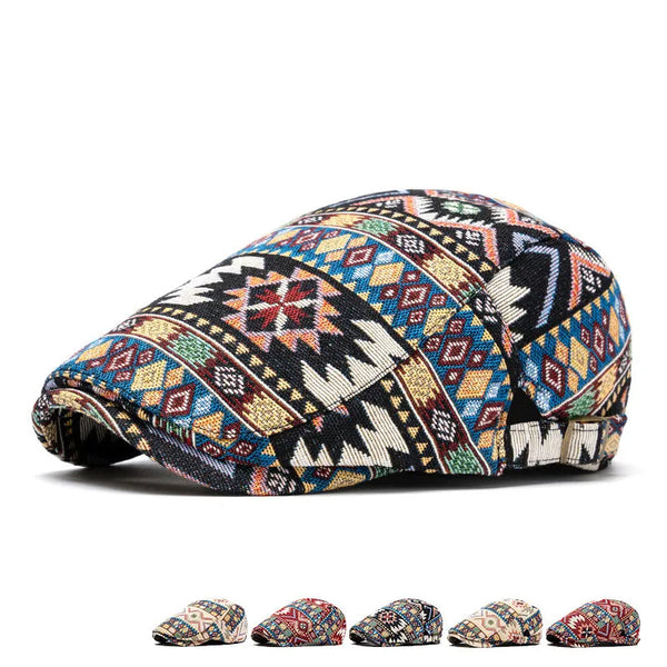 Gorra de vendedor de periódicos de poliéster con estampado para otoño e invierno 2024, gorra plana con visera, boina de pintor para hombre y mujer 154