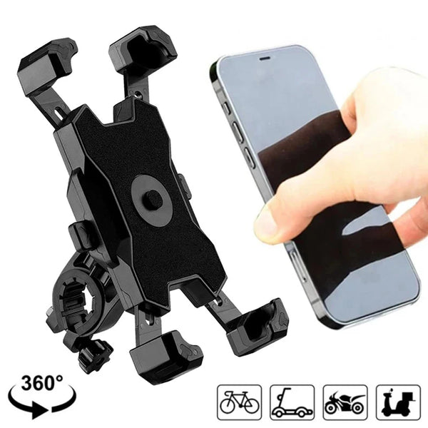 Soporte para teléfono móvil para bicicleta, giratorio 360°, universal para bicicleta y motocicleta, soporte antivibración con clip para GPS