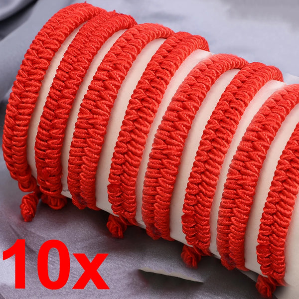 Pulseras trenzadas de hilo rojo de la suerte para el Año Nuevo 2024, brazaletes ajustables hechos a mano con nudos, joyería de regalo para mujer