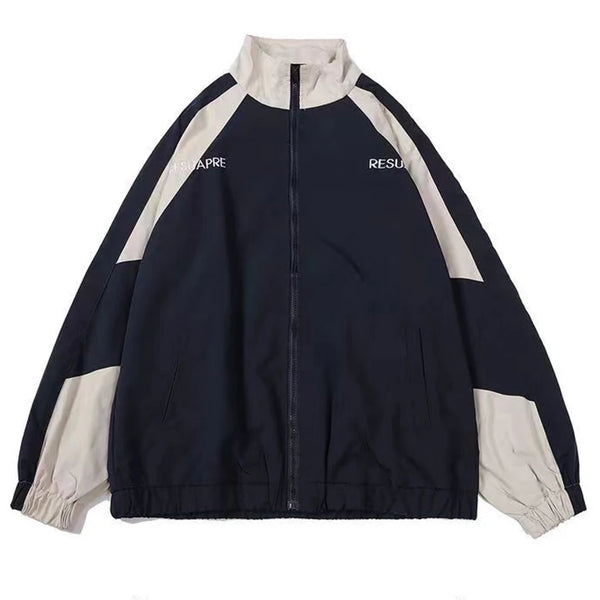 Chaqueta Universitaria de Hip Hop para Hombre, Abrigo Cortavientos de Patchwork de Color Negro para Mujer, Chaquetas Universitarias Finas de Moda para Primavera y Otoño