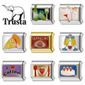 Trusta 2024 Fashion Cute Food Charm Italian Links 9mm Bracelet Stainless Steel For Girls Birthday Party Gift DIY Jewelry N006
