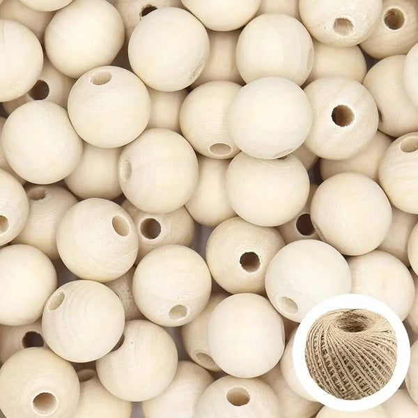 Wood Beads 100PCS 16/20mm Natural Round Wooden Beads Unfinished Wooden Spacer Beads for Making Decorations and DIY Crafts