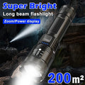 P200 Super Powerful LED Flashlight Zoom Tactical Torch Built-in Battery USB Rechargeable Waterproof Lamp Ultra Bright Lantern