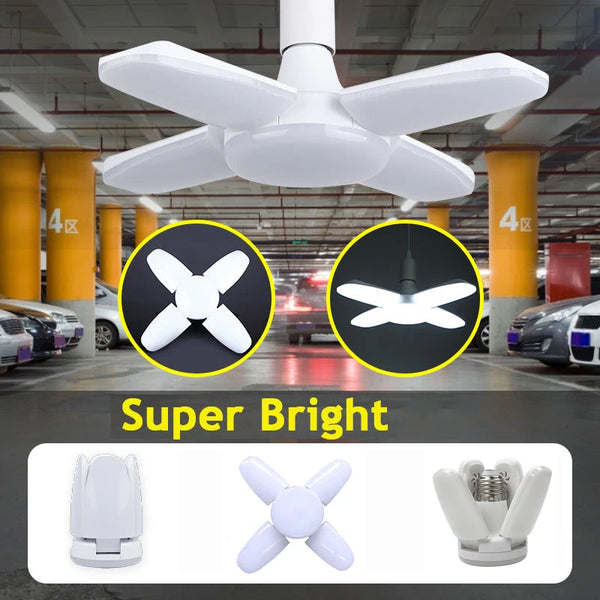 E27 Fan Shape Foldable LED Bulb AC85-265V Deformation for Home Ceiling Lights Warehouse and Garage White Light 6500K Bulb