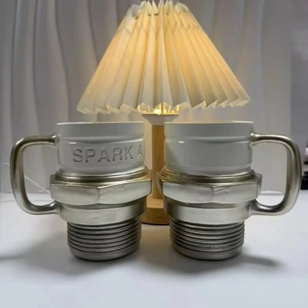 Taza con diseño de bujía novedosa, taza de café industrial para entusiastas de los automóviles, coleccionistas, hogar, fiestas, escritorio de oficina, exhibición de garaje, regalos de cumpleaños