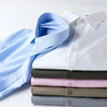 New Men's Business Casual Solid Color Short Sleeved Shirt for Summer Fashion No Ironing Comfortable and Versatile Top