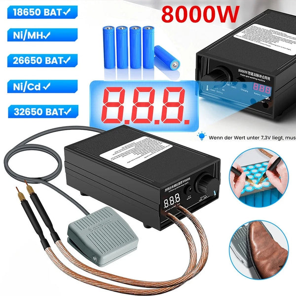 8000W Mini Spot Welder Kit DIY Automat 18650 Battery Pack Welding Portable Spot Welding Machine Pen For 0.15MM Nickel Strip