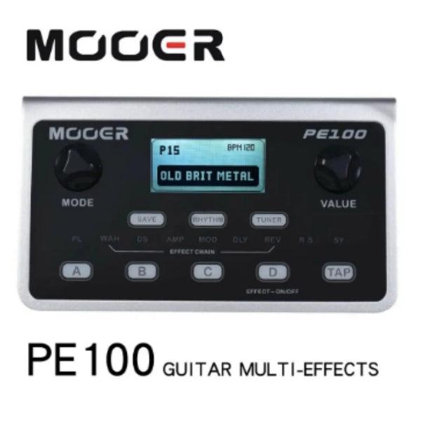 MOOER PE100 Portable Guitar Multi-Effects Processor with 40 Drum Patterns
