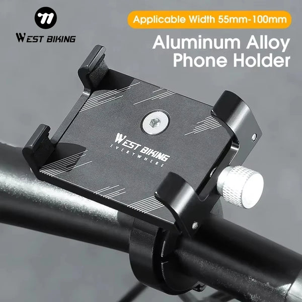 Soporte para teléfono de bicicleta WEST BIKING, soporte ligero de aleación de aluminio para manillar de bicicleta, soporte para teléfono, accesorios para bicicleta de montaña y de carretera