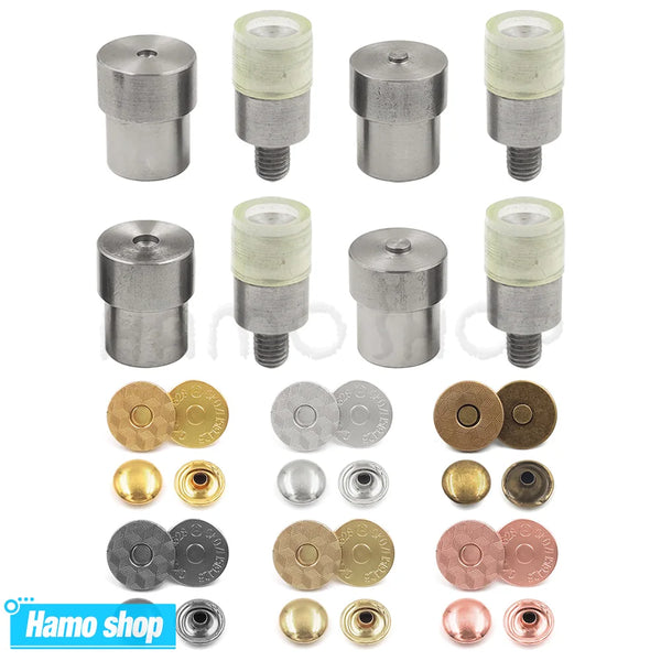 10sets/lot 14-18mm Rivets Magnetic Buttons Fasten Leather Craft Mould Fastener Snaps Installation Punch Tool Mould Accessories