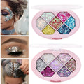 Paleta de sombras de ojos con 7 colores de lentejuelas de diamante, pigmento brillante, purpurina facial, estrella, luna, maquillaje de cejas, fragmento