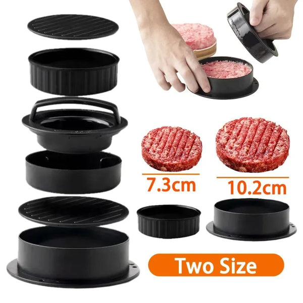 Prensa para hamburguesas redonda de ABS de grado alimenticio, molde para hacer hamburguesas, carne molida, chuletas y tortitas, utensilio de cocina para parrilla