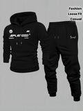 Men's Velvet Thickened Sports Set New York Letter Printed Spring and Autumn Hoodie Set Long Sleeve Casual Comfortable Pocket Hoo