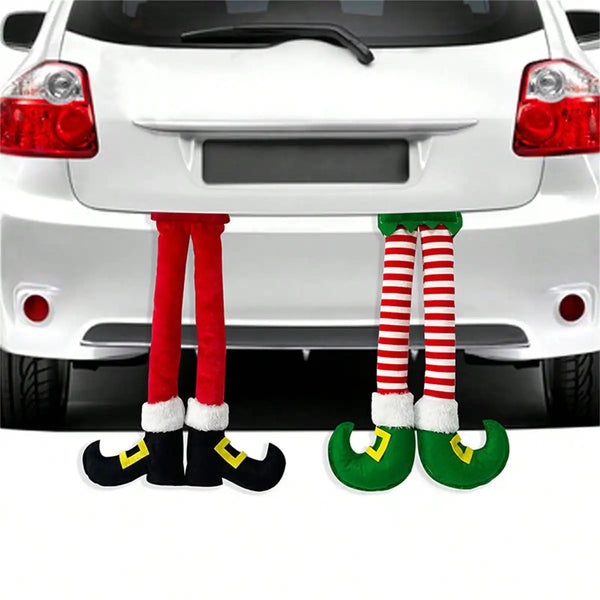 Accesorios para coche de piernas de elfo navideño de Santa, decoración navideña para el hogar, adornos colgantes para árbol de Navidad, regalos, decoración para el hogar de Feliz Año Nuevo